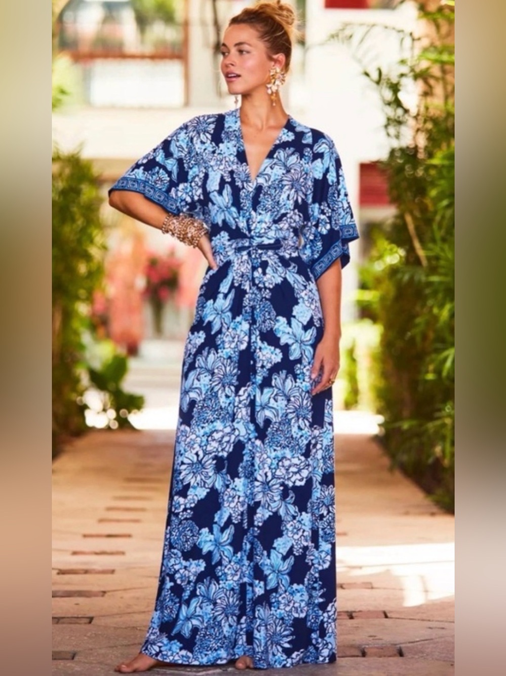 Lilly Pulitzer Wisteria Floral Maxi Dress Size 4 EUC Modest Resortwear Vacation